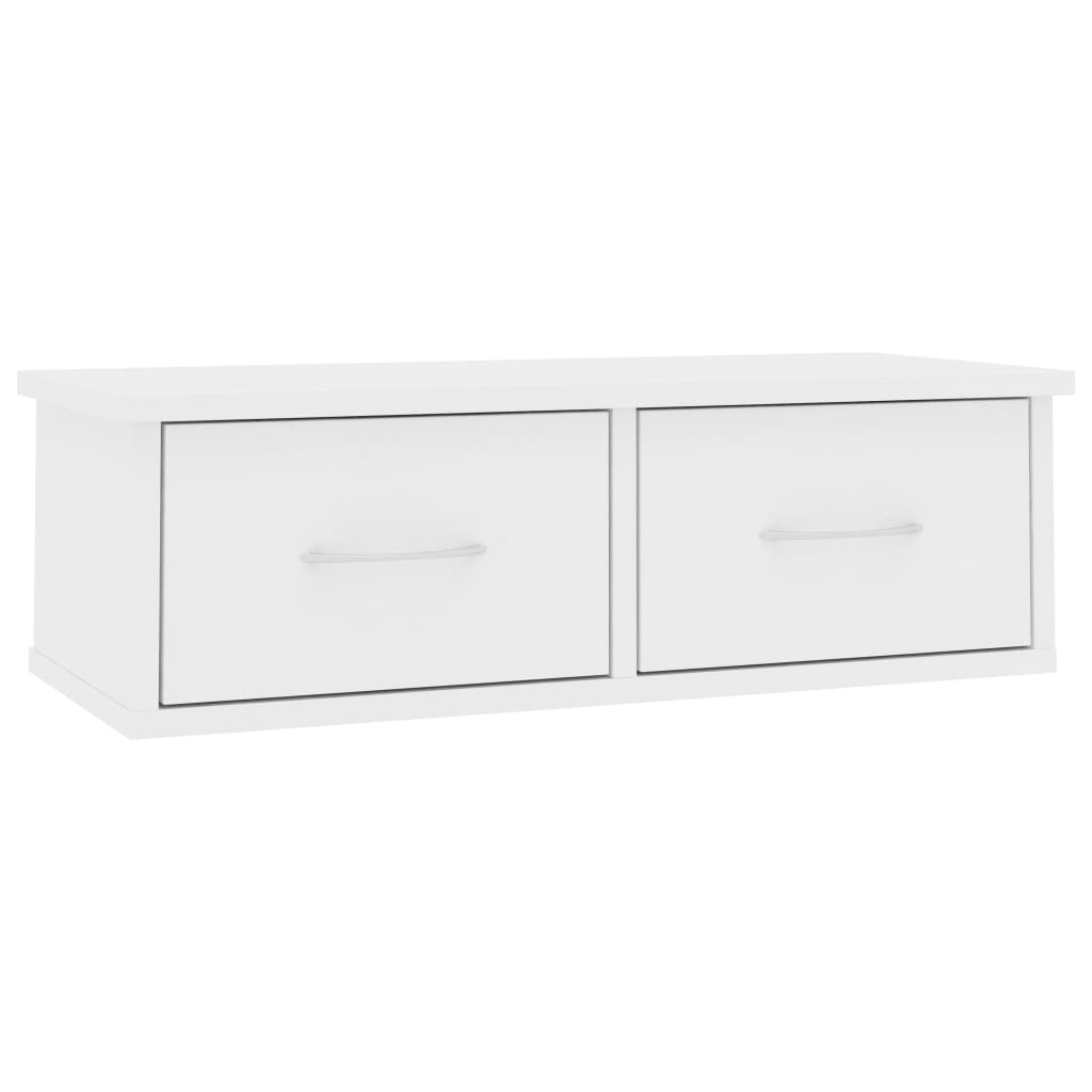 800585 vidaXL Wall-mounted Drawer Shelf White 60x26x18,5 cm Chipboard