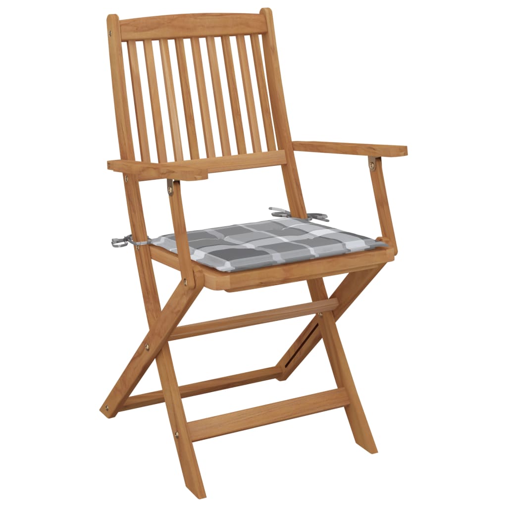 vidaXL 2 db összecsukható tömör akácfa kerti szék párnákkal