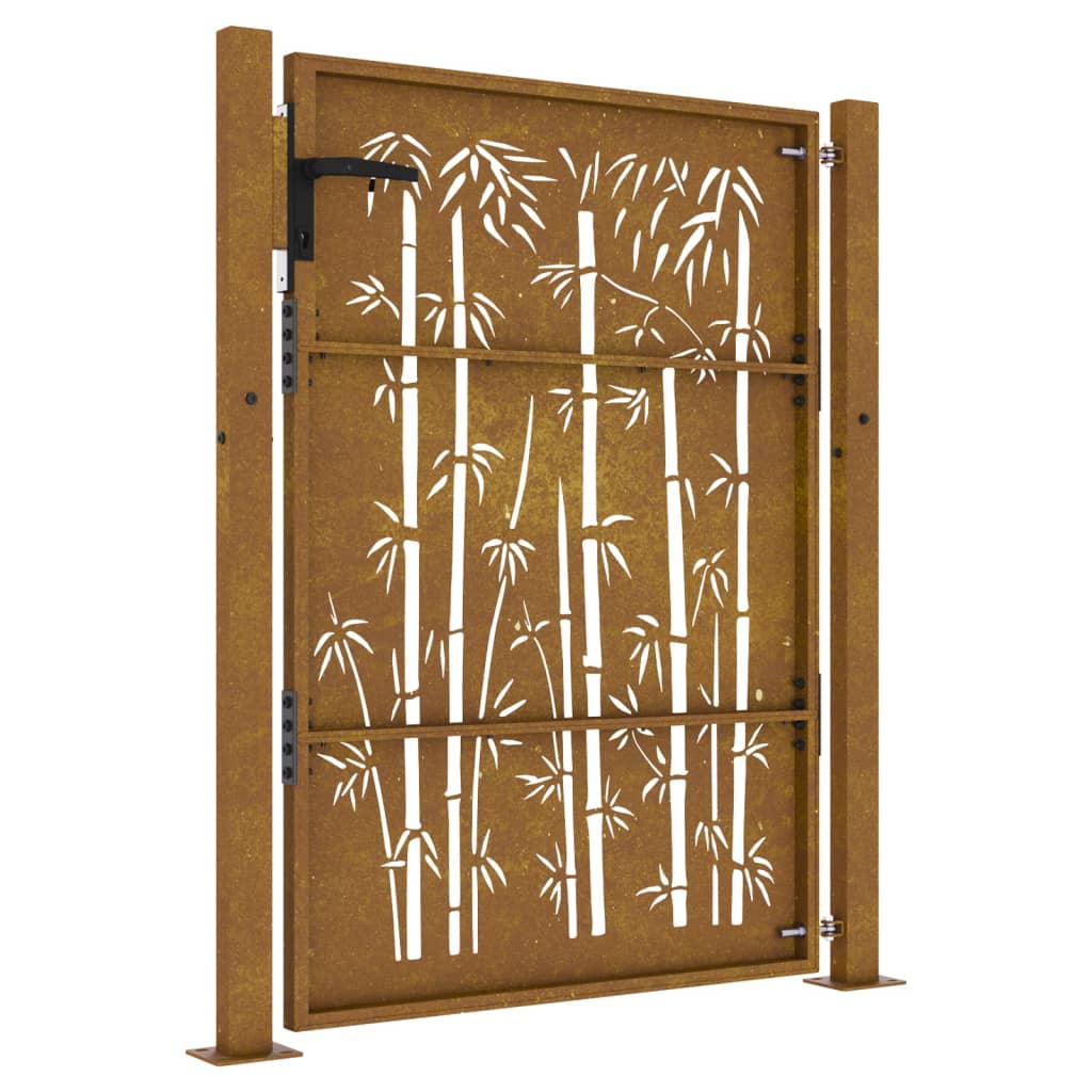 vidaXL bambuszmintás corten acél kerti kapu 105 x 130 cm