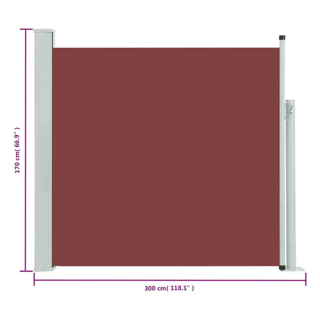 vidaXL barna kihúzható oldalsó terasznapellenző 170 x 300 cm
