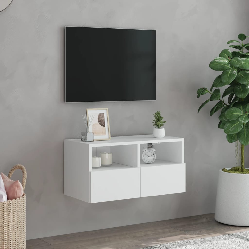 vidaXL fehér szerelt fa fali TV-szekrény 60 x 30 x 30 cm