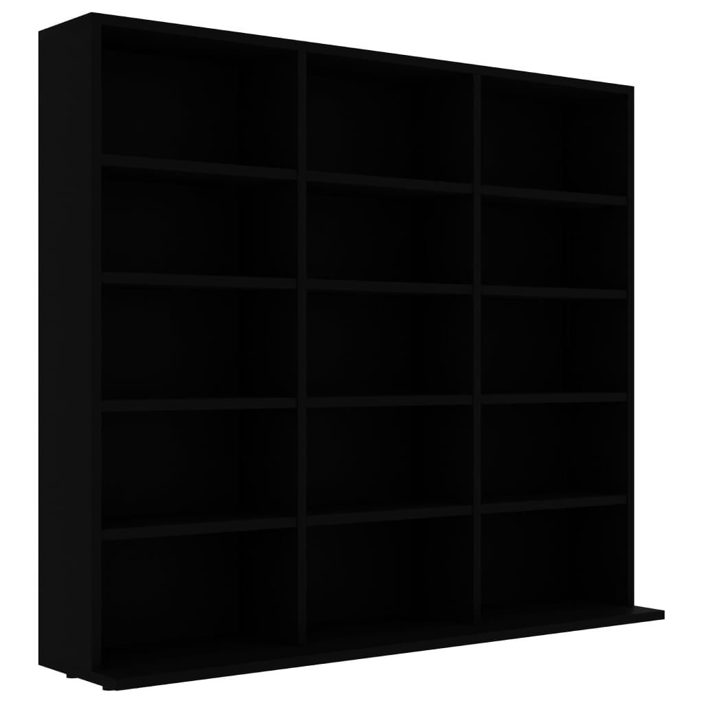 vidaXL fekete forgácslap CD-tartó szekrény 102 x 23 x 89,5 cm