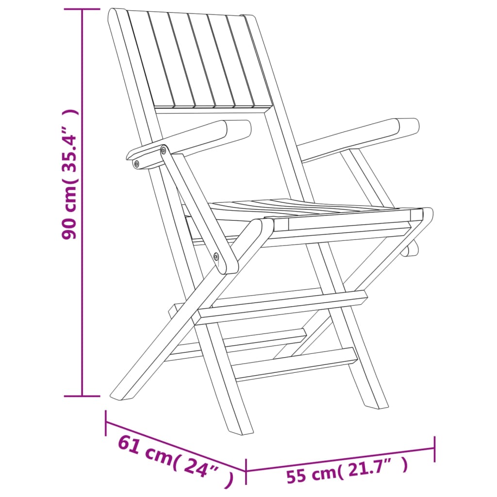 vidaXL 4 db tömör tíkfa összecsukható kerti szék 55 x 61 x 90 cm