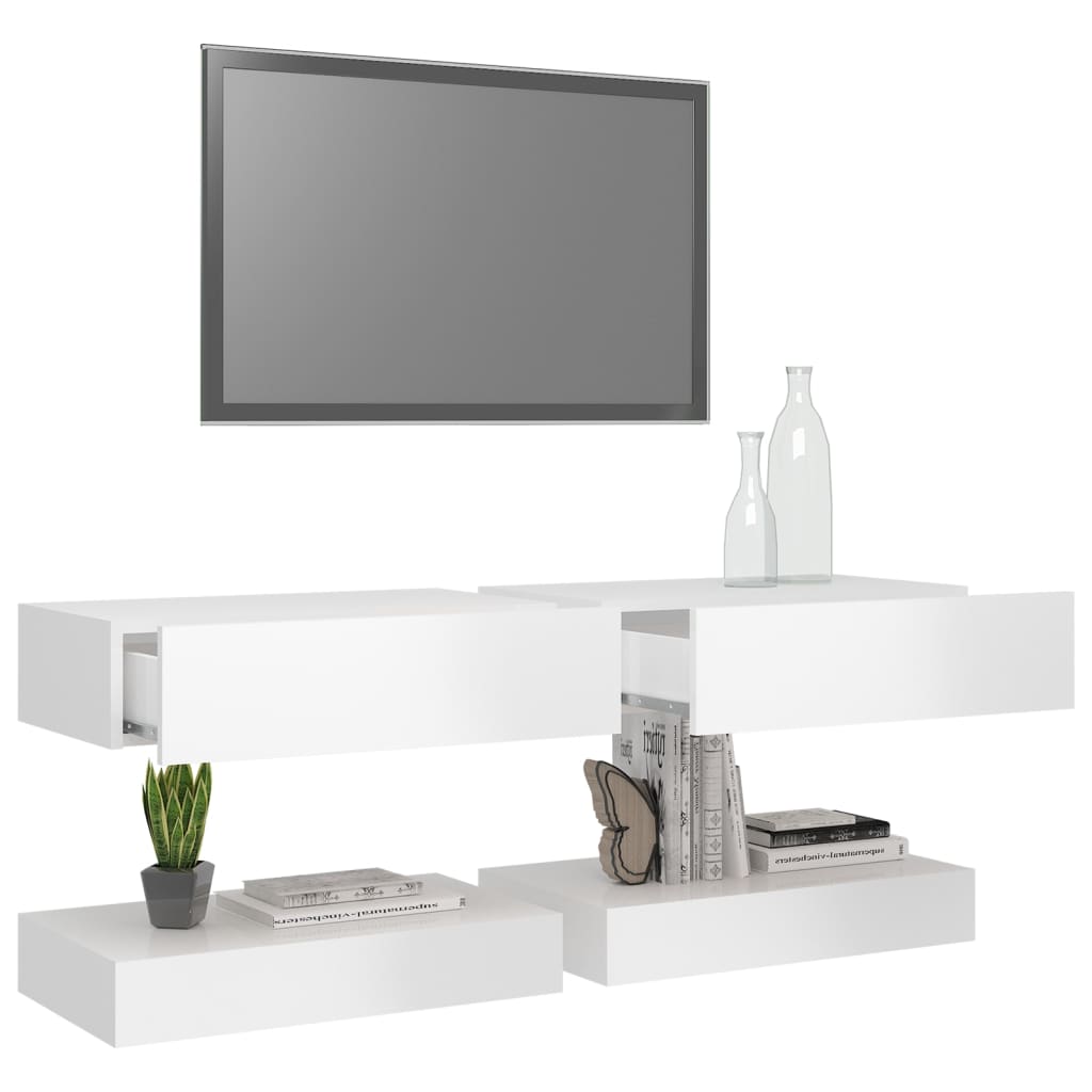 vidaXL 2 db magasfényű fehér TV-szekrény LED-lámpákkal 60 x 35 cm