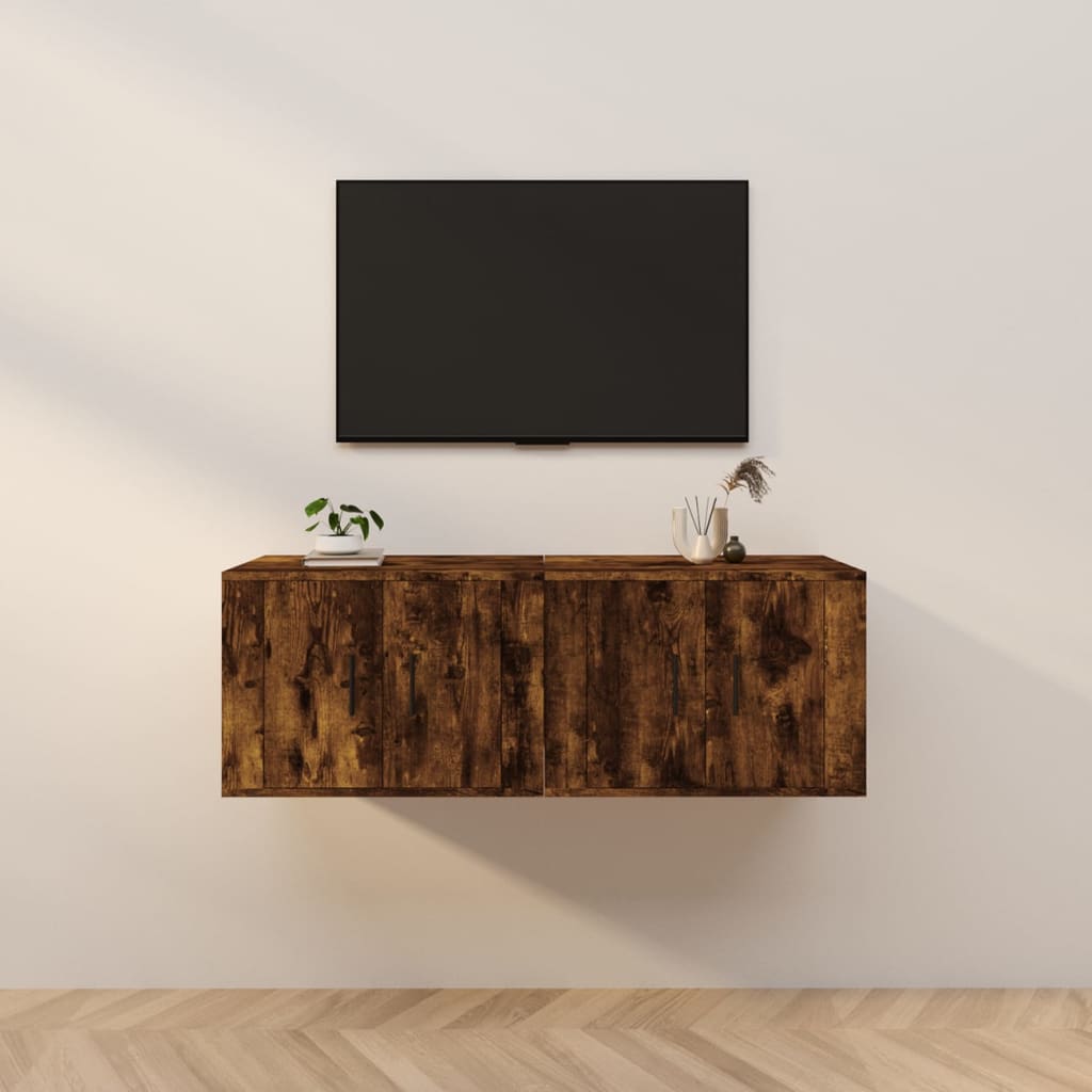 vidaXL 2 db füstös tölgyszínű fali TV-szekrény 57x34,5x40 cm