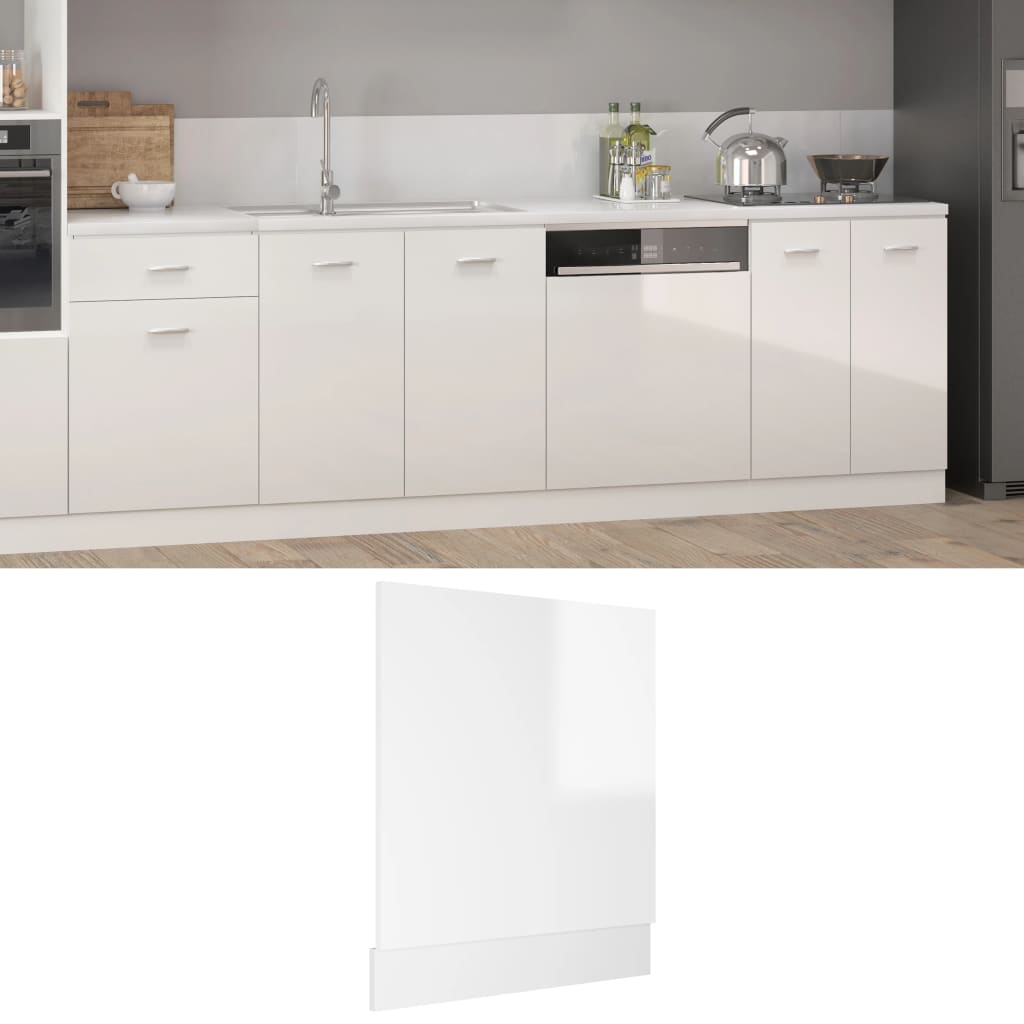 vidaXL magasfényű fehér forgácslap mosogatógép-panel 59,5 x 3 x 67 cm