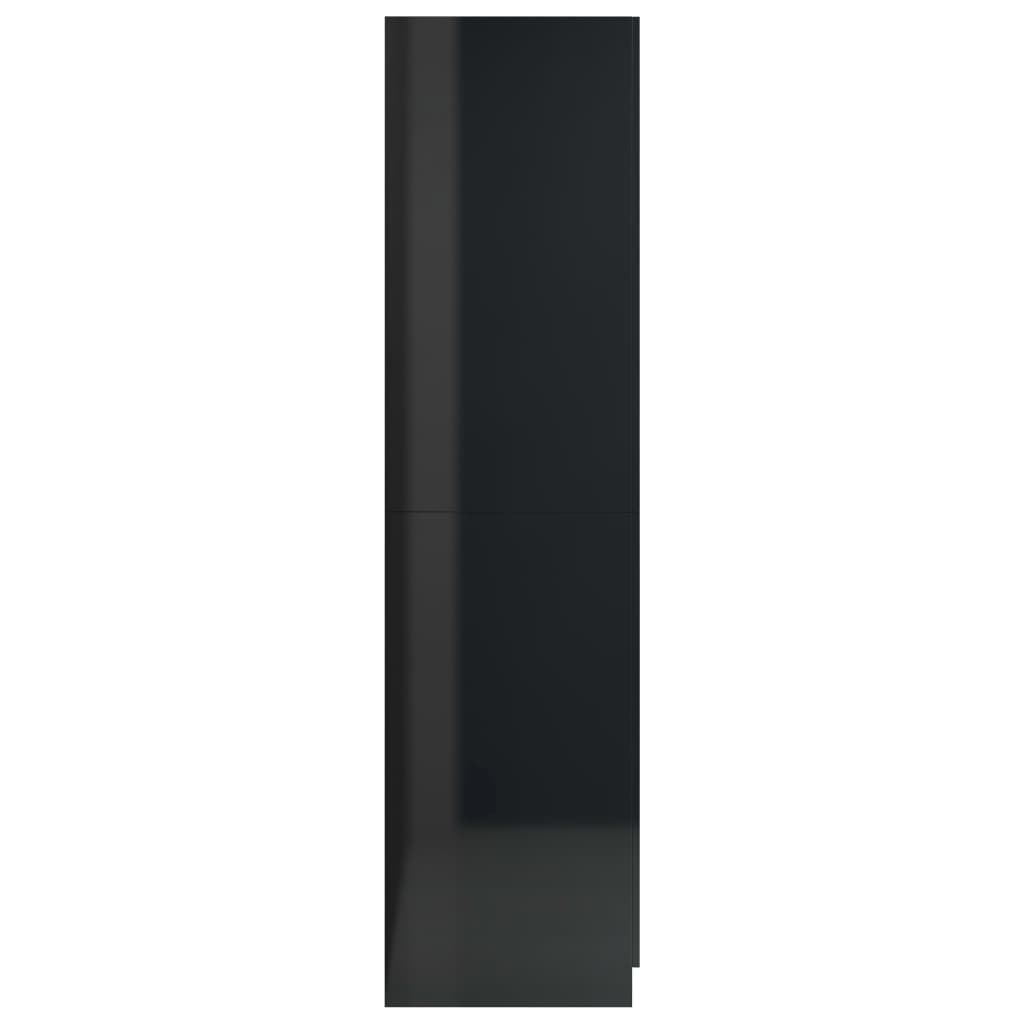 vidaXL magasfényű fekete forgácslap ruhásszekrény 80 x 52 x 180 cm