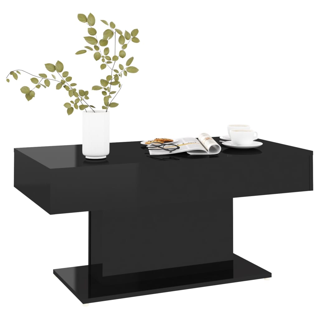 vidaXL magasfényű fekete forgácslap dohányzóasztal 96 x 50 x 45 cm