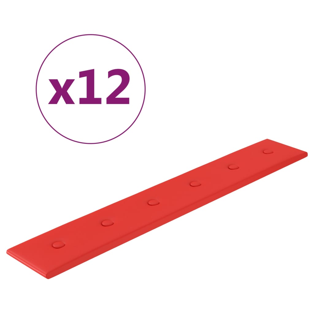 vidaXL 12 db piros műbőr fali panel 90 x 15 cm 1,62 m²