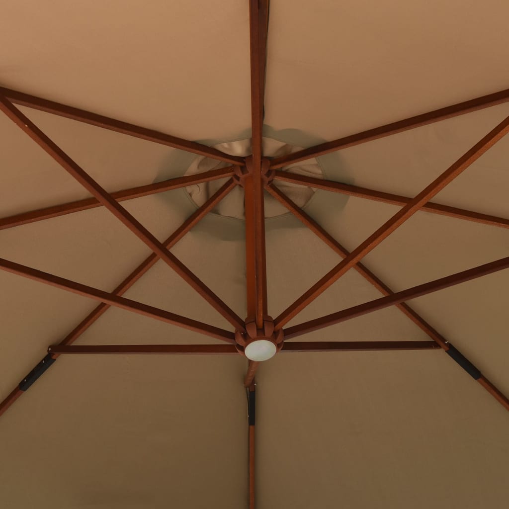 vidaXL tópszínű függő napernyő fa rúddal 350 cm