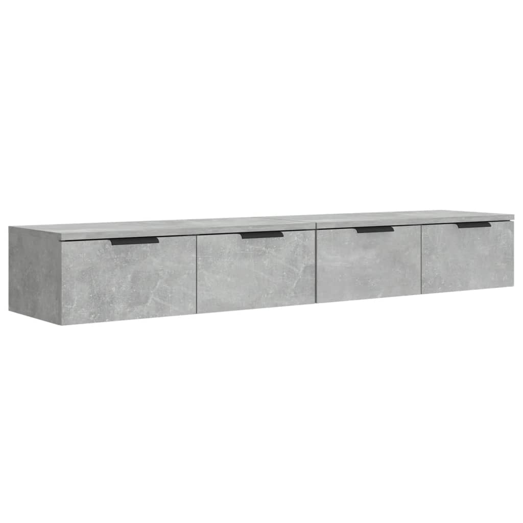 vidaXL 2 db betonszürke szerelt fa fali szekrény 68 x 30 x 20 cm