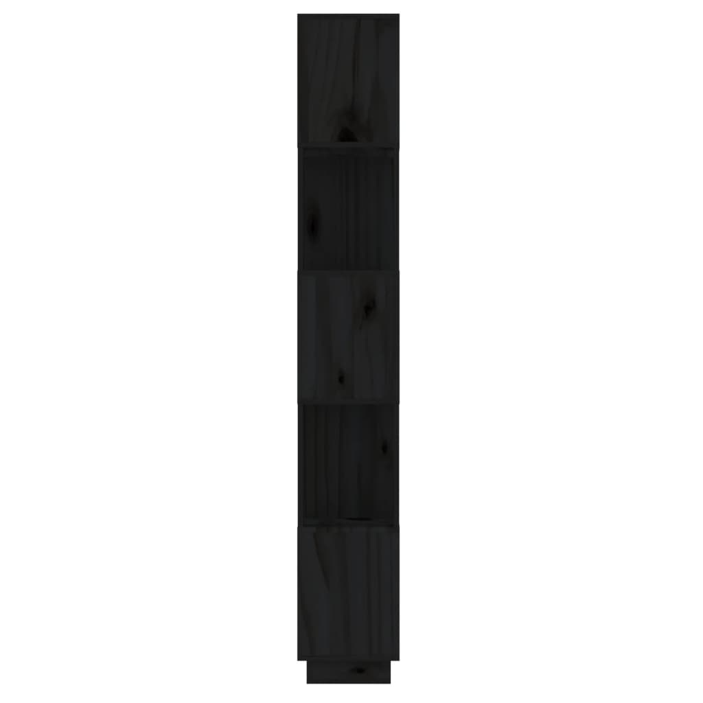 vidaXL fekete tömör fenyőfa könyvszekrény/térelválasztó 51x25x163,5 cm