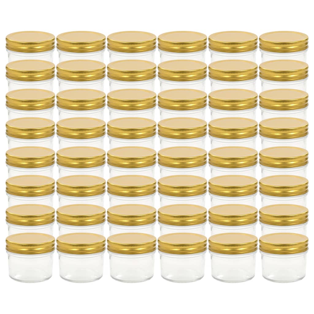 vidaXL 48 db 110 ml-es befőttesüveg aranyszínű tetővel