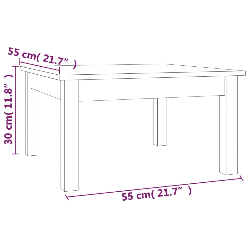 vidaXL tömör fenyőfa dohányzóasztal 55 x 55 x 30 cm