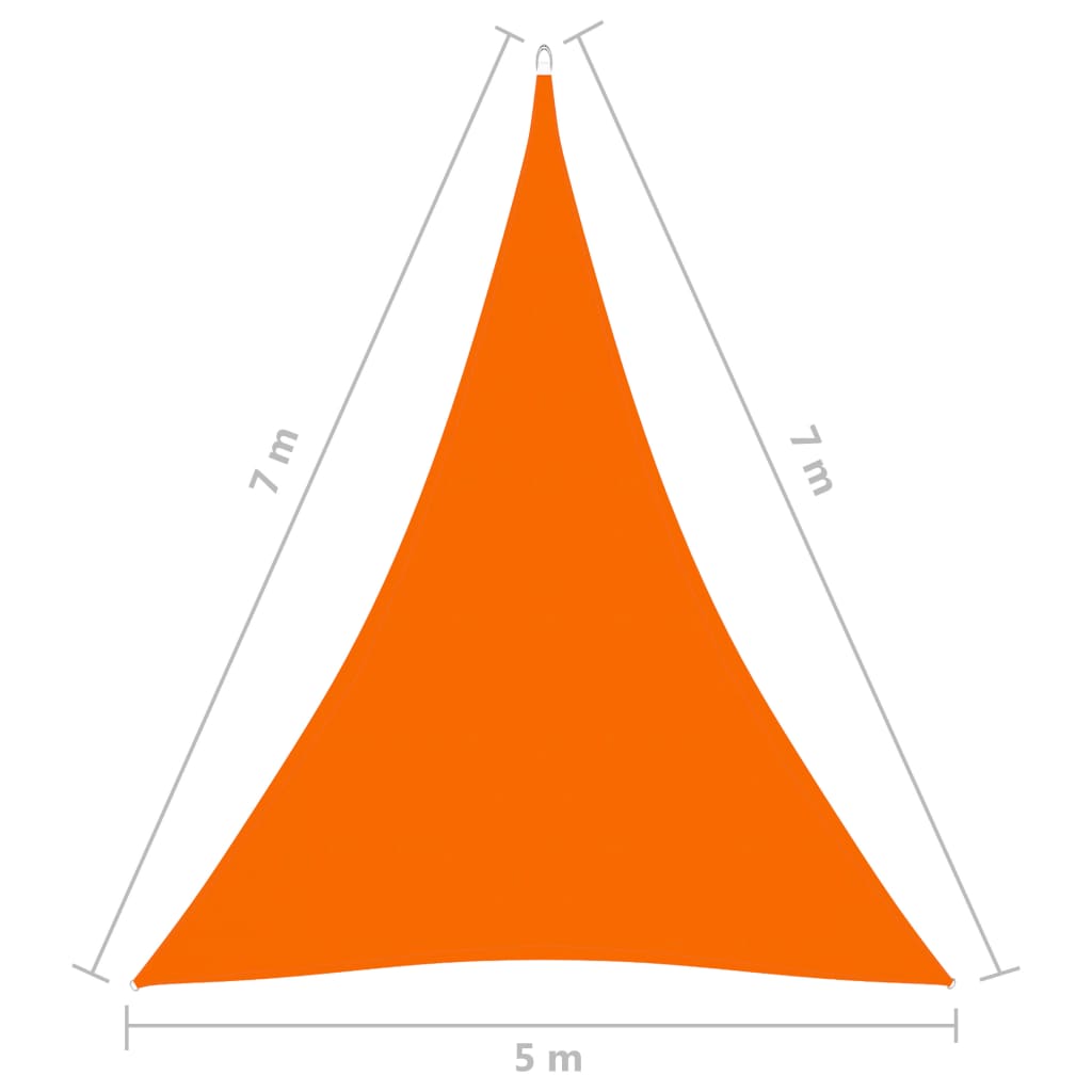 vidaXL narancssárga háromszögű oxford-szövet napvitorla 5 x 7 x 7 m