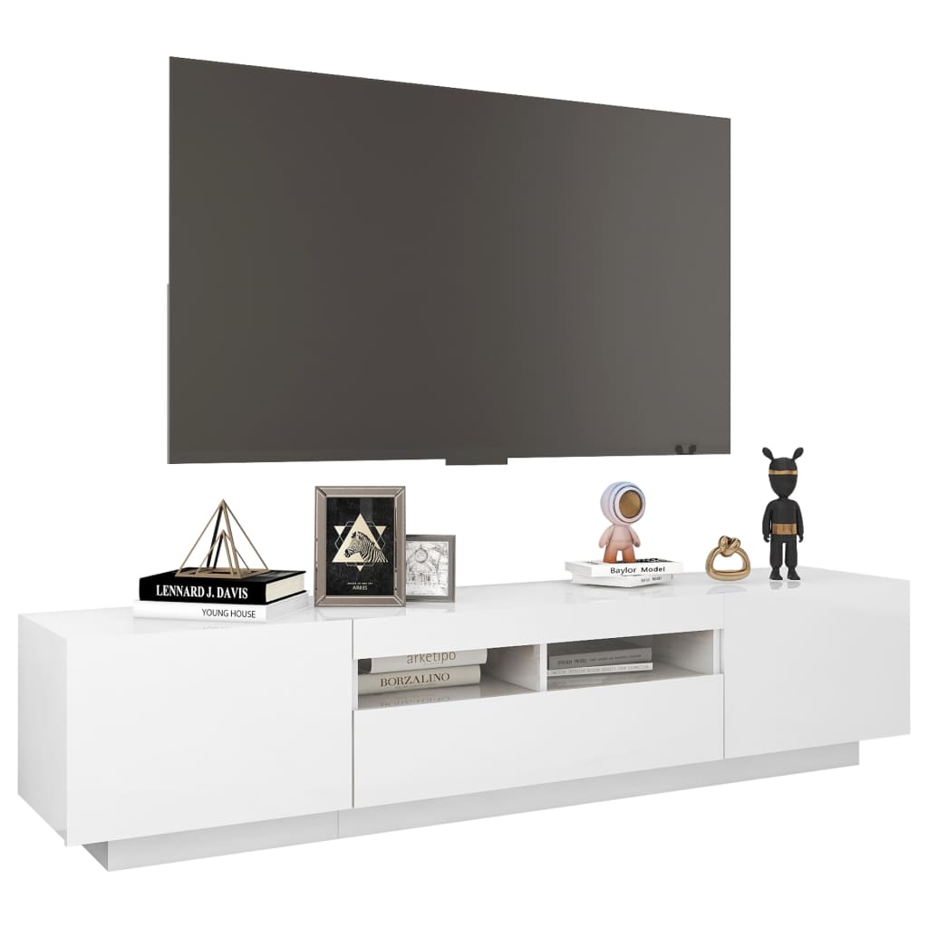 vidaXL magasfényű fehér TV-szekrény LED-lámpákkal 180 x 35 x 40 cm