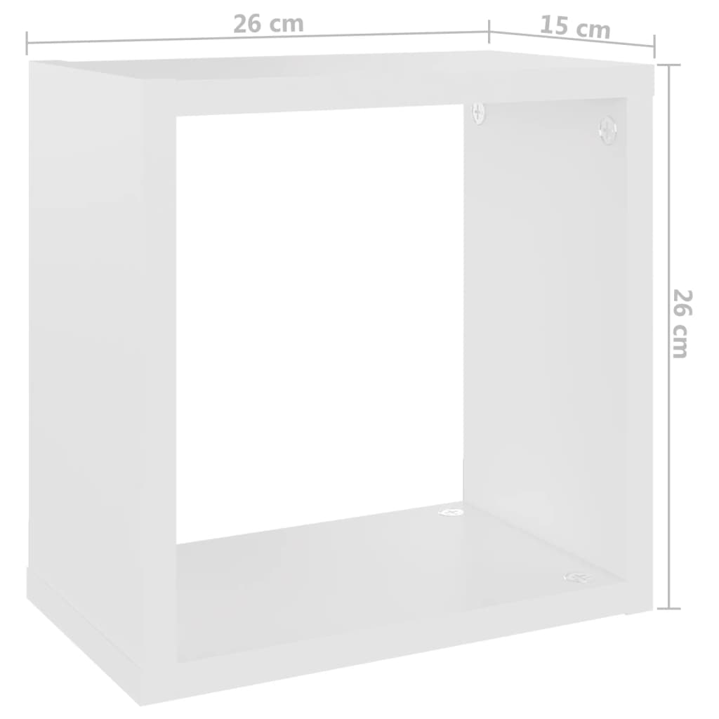 vidaXL 6 db fehér kocka fali polc 26 x 15 x 26 cm
