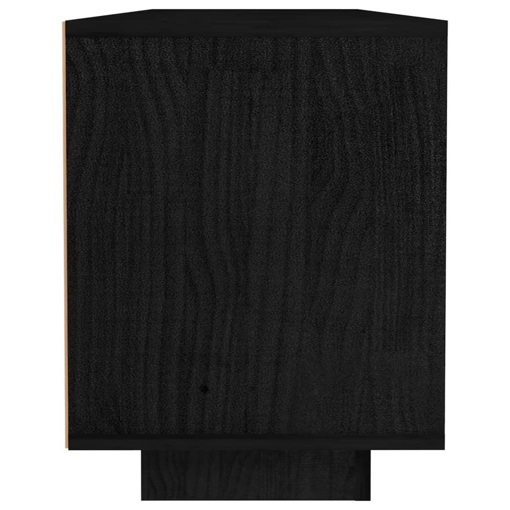 vidaXL fekete tömör fenyőfa TV-szekrény 110 x 30 x 40 cm