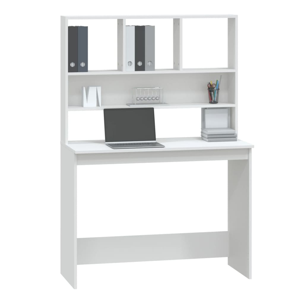 vidaXL fehér szerelt fa íróasztal polcokkal 102 x 45 x 148 cm