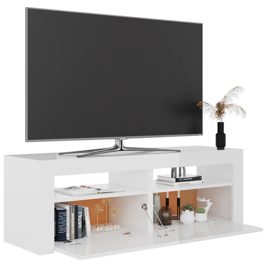 vidaXL magasfényű fehér TV-szekrény LED-lámpákkal 120 x 35 x 40 cm