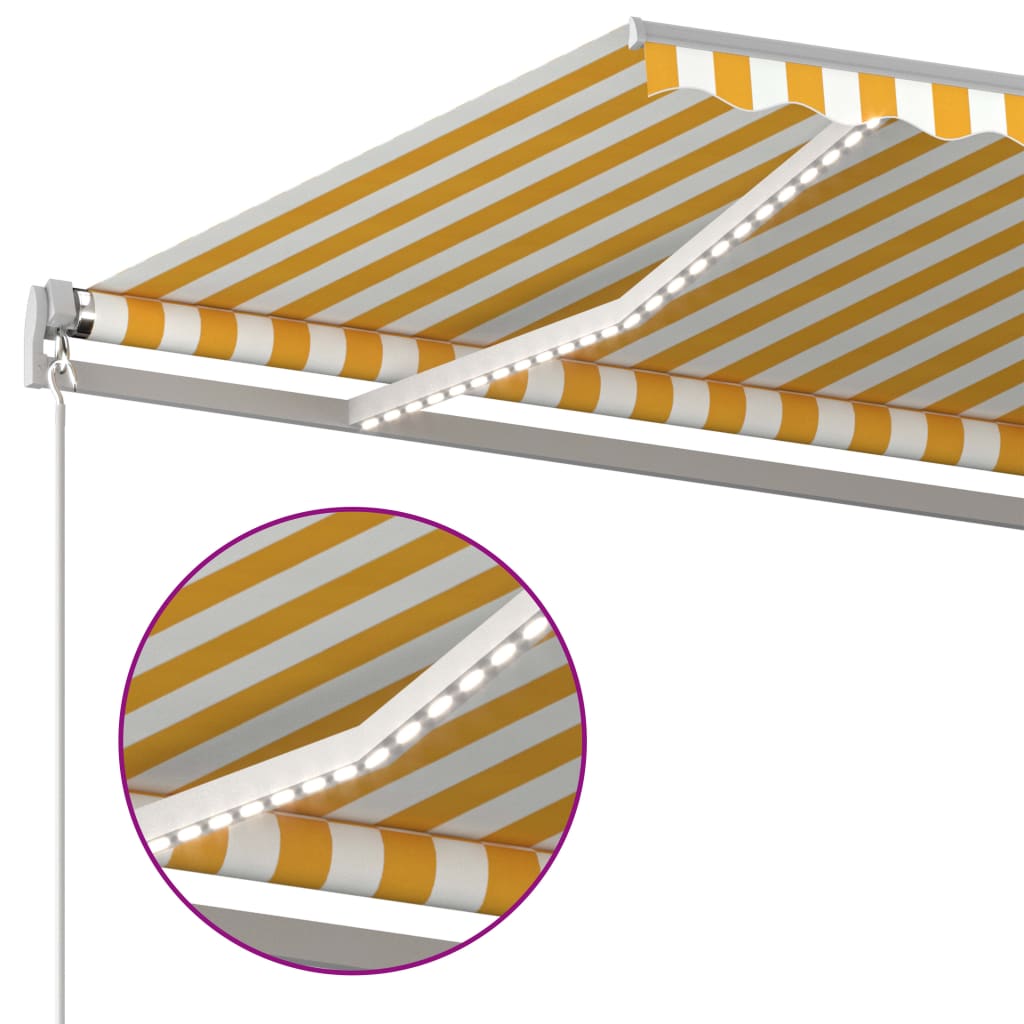 vidaXL sárga-fehér szélérzékelős és LED-es napellenző 4 x 3,5 m