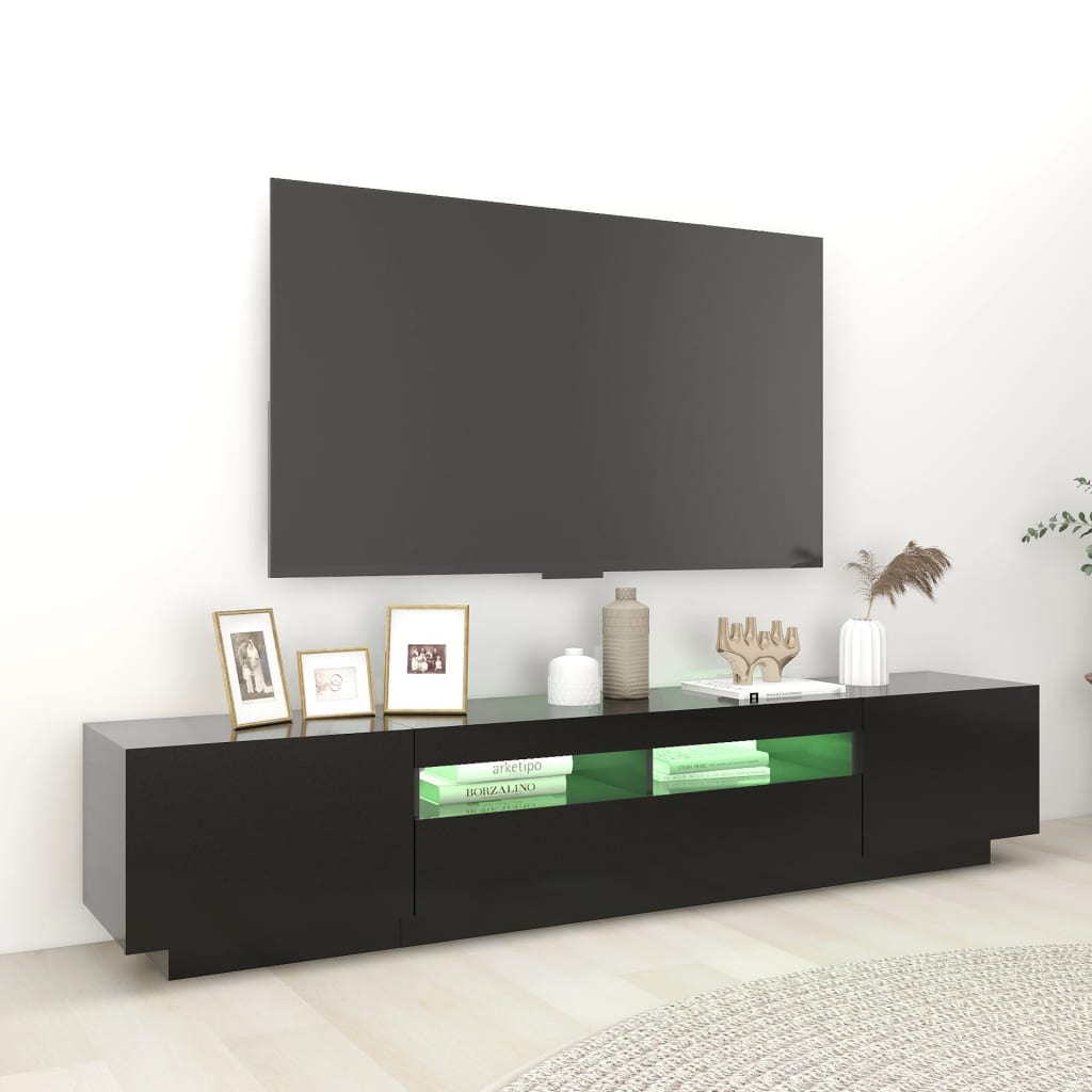 vidaXL fekete TV-szekrény LED-lámpákkal 200 x 35 x 40 cm