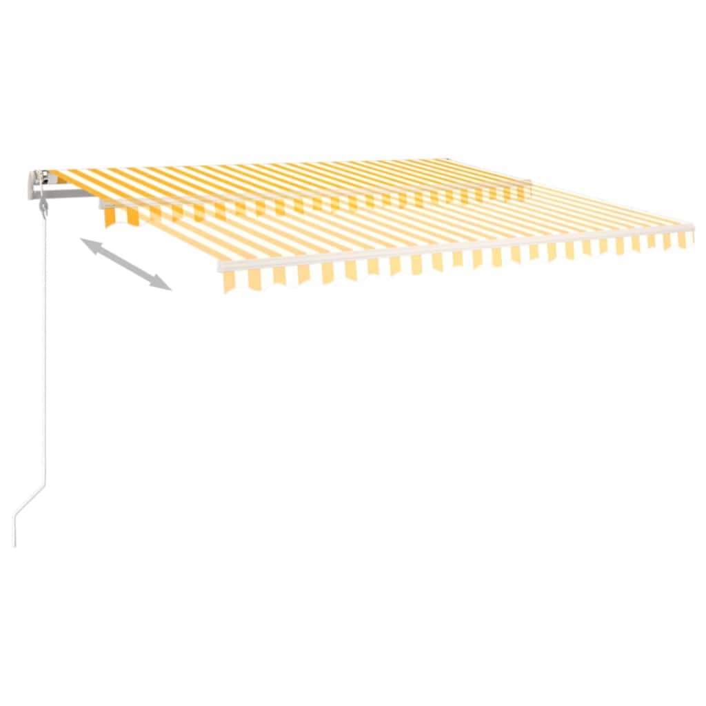 vidaXL sárga és fehér kézzel kihúzható napellenző póznákkal 4 x 3,5 m