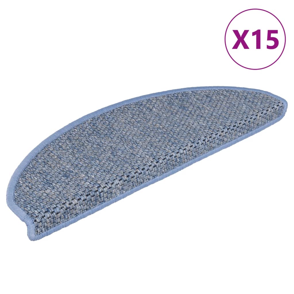 vidaXL 15 db szizál hatású kék öntapadó lépcsőszőnyeg 65x21x4 cm
