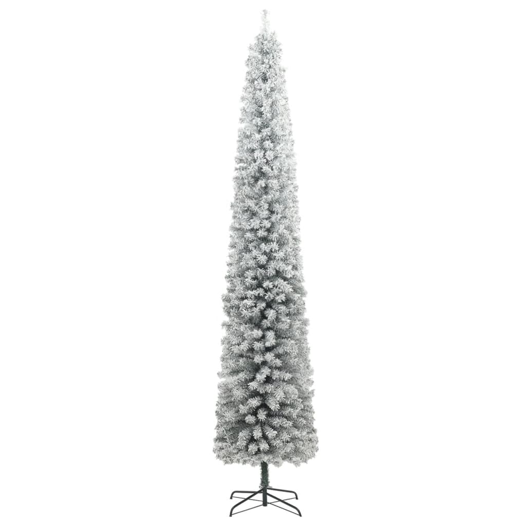 vidaXL vékony karácsonyfa 300 LED-del és hópehellyel 300 cm