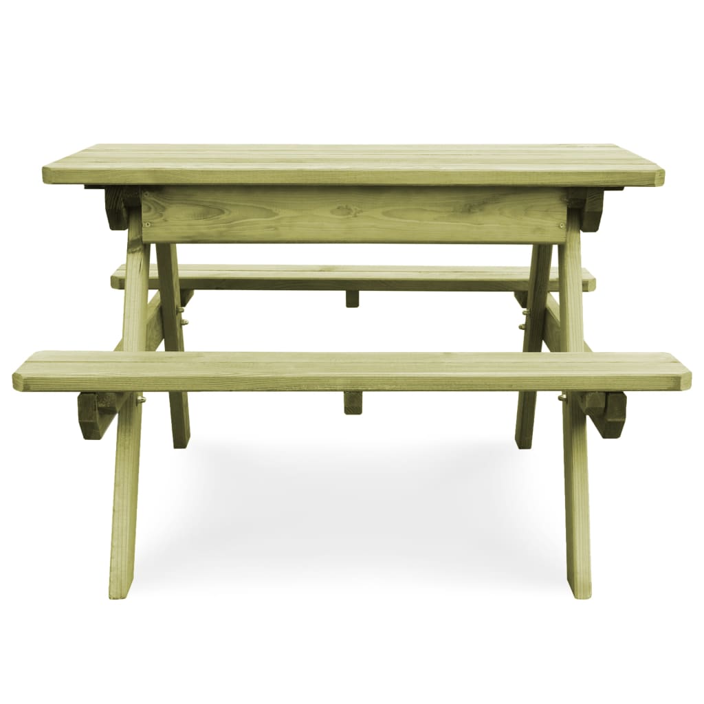 vidaXL impregnált fenyőfa gyerek piknik asztal padokkal 90x90x58 cm