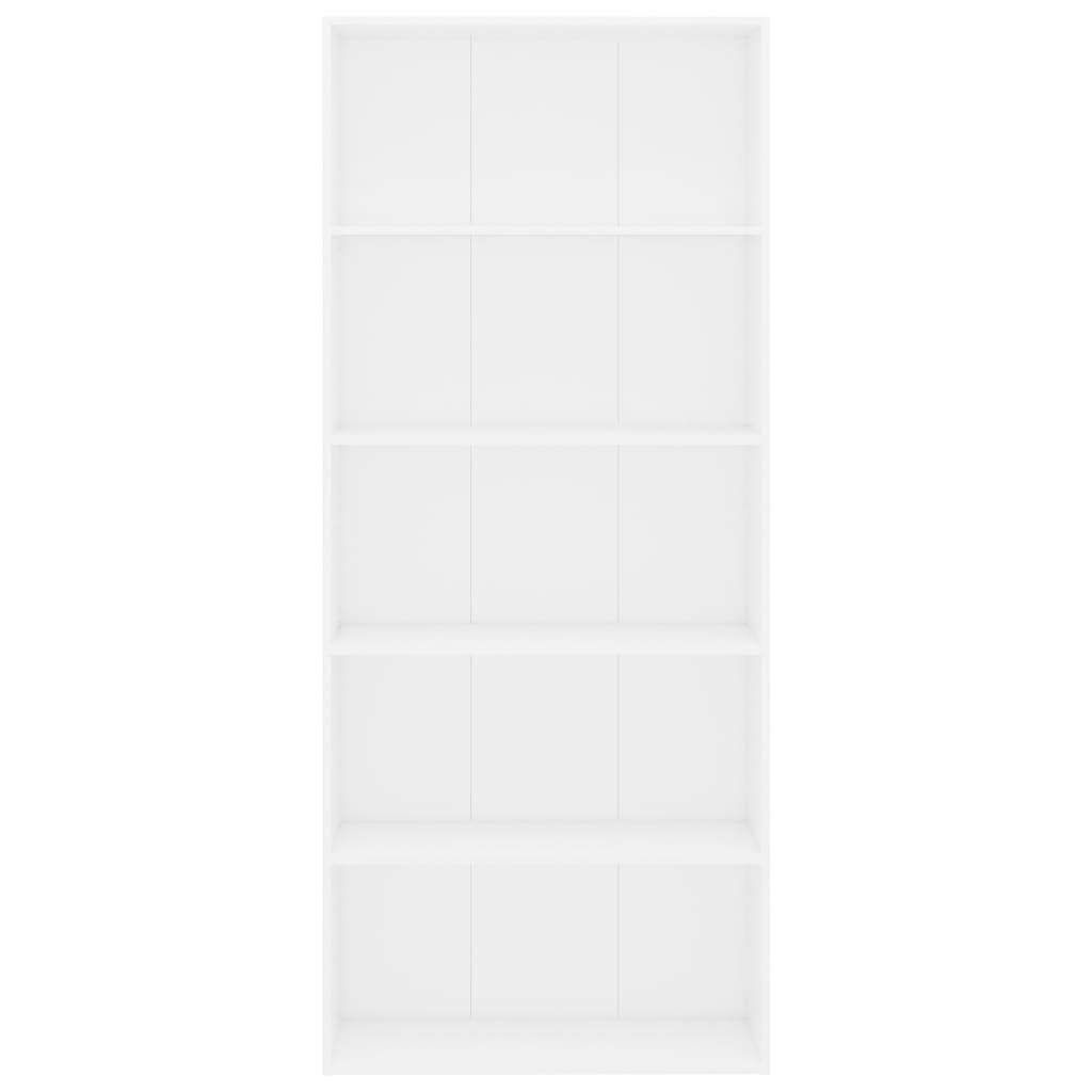 vidaXL 5 szintes fehér forgácslap könyvszekrény 80 x 30 x 189 cm