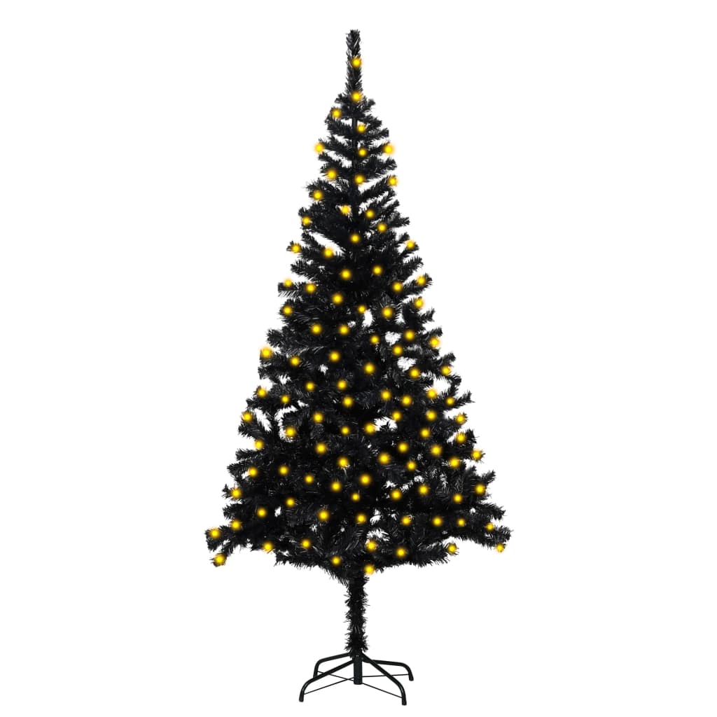 vidaXL fekete PVC megvilágított műkarácsonyfa állvánnyal 180 cm