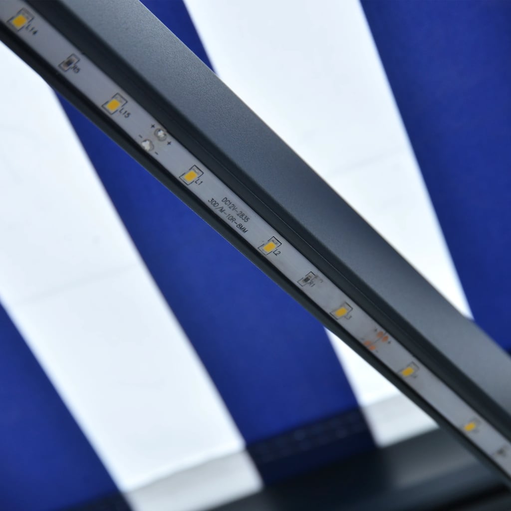 vidaXL kék és fehér szélérzékelős és LED-es napellenző 450 x 300 cm