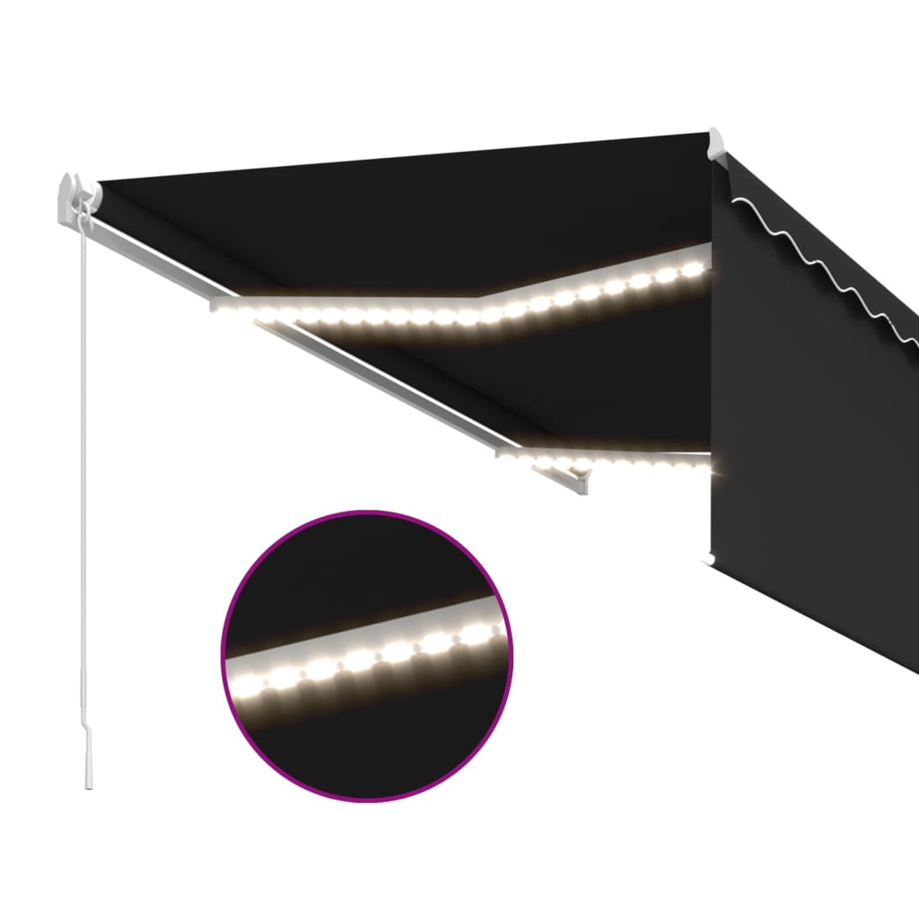 vidaXL antracit LED-es kézzel kihúzható napellenző redőnnyel 3x2,5 m