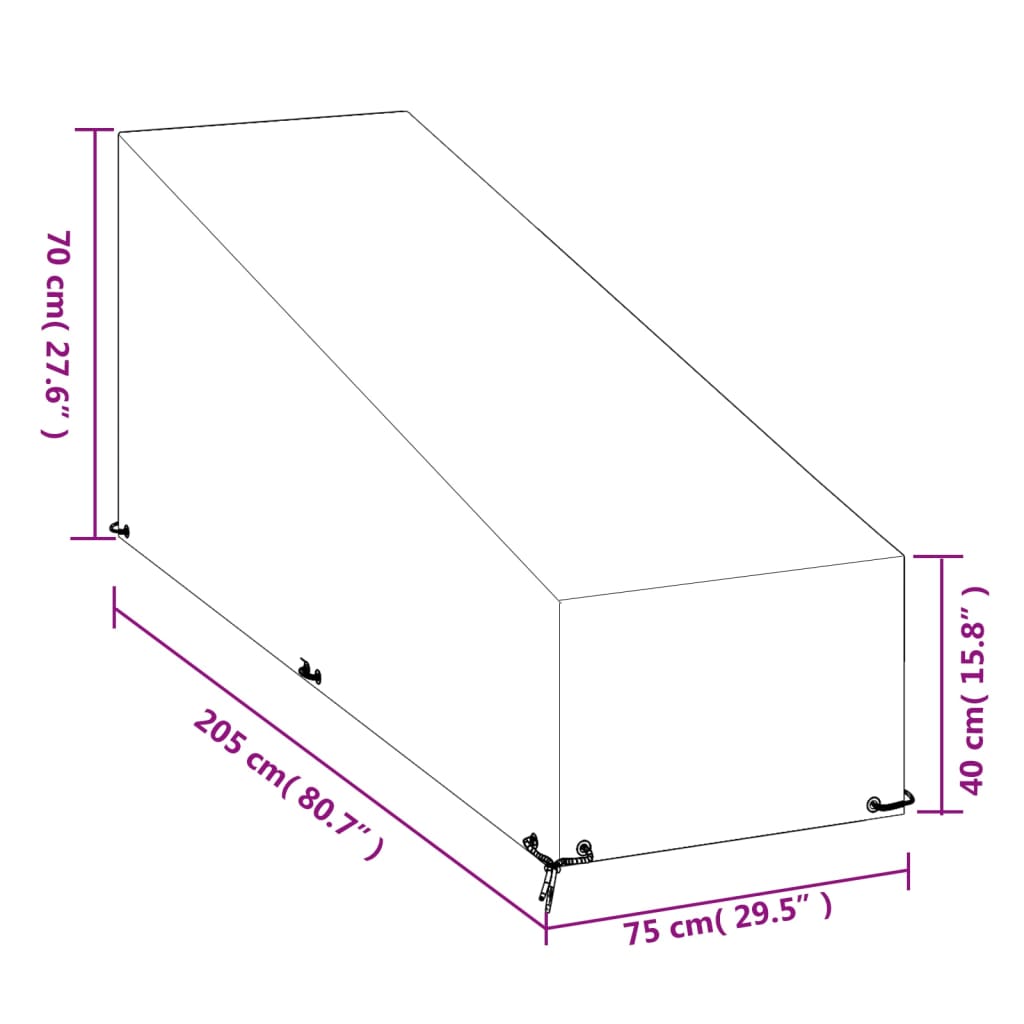 vidaXL 2 db polietilén napozóágy huzat 12 fűzőlyukkal 205x75x40/70 cm