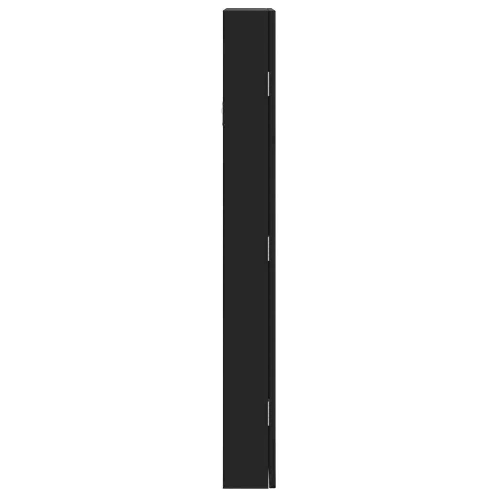vidaXL fekete falra szerelhető tükrös ékszerszekrény 37,5x10x90 cm