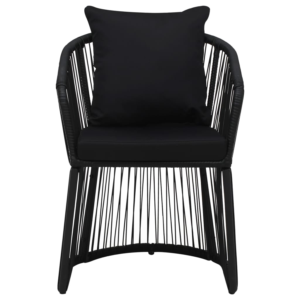 vidaXL 2 db fekete PVC rattan kerti szék hát- és ülőpárnával