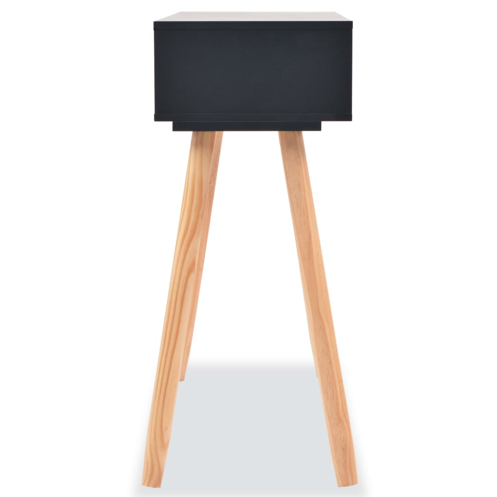 vidaXL fekete, tömör fenyőfa tálalóasztal 80 x 30 x 72 cm