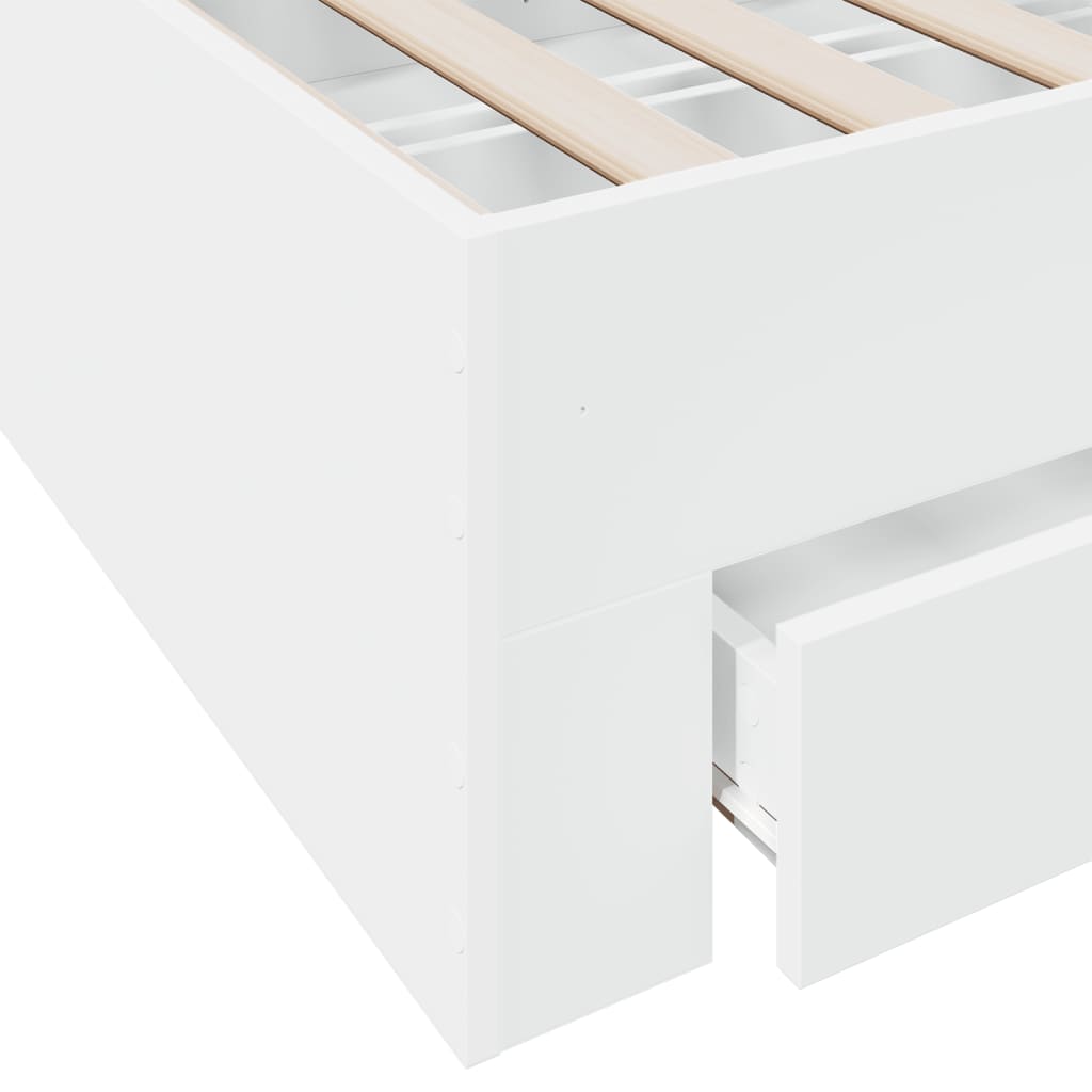 vidaXL fehér szerelt fa ágykeret fiókokkal 180 x 200 cm