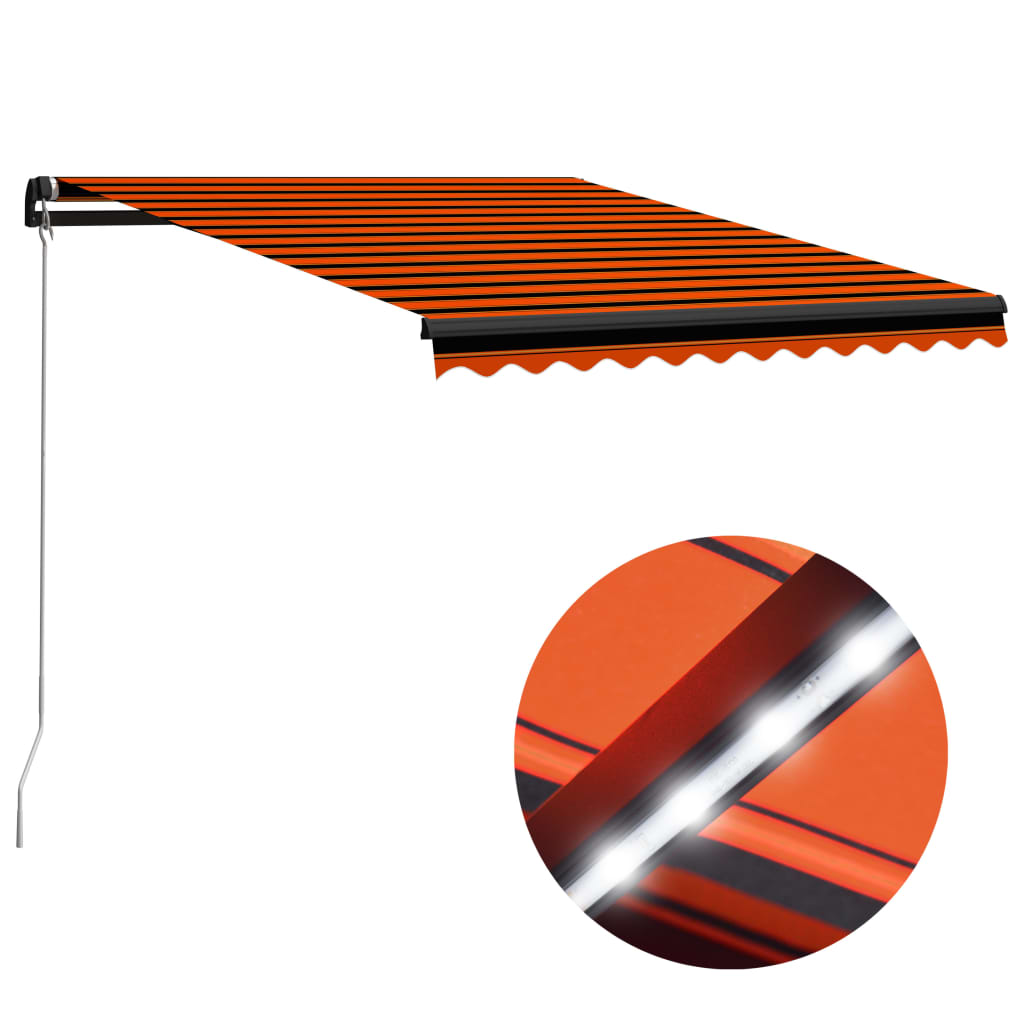vidaXL narancssárga és barna kézzel kihúzható napellenző 350 x 250 cm
