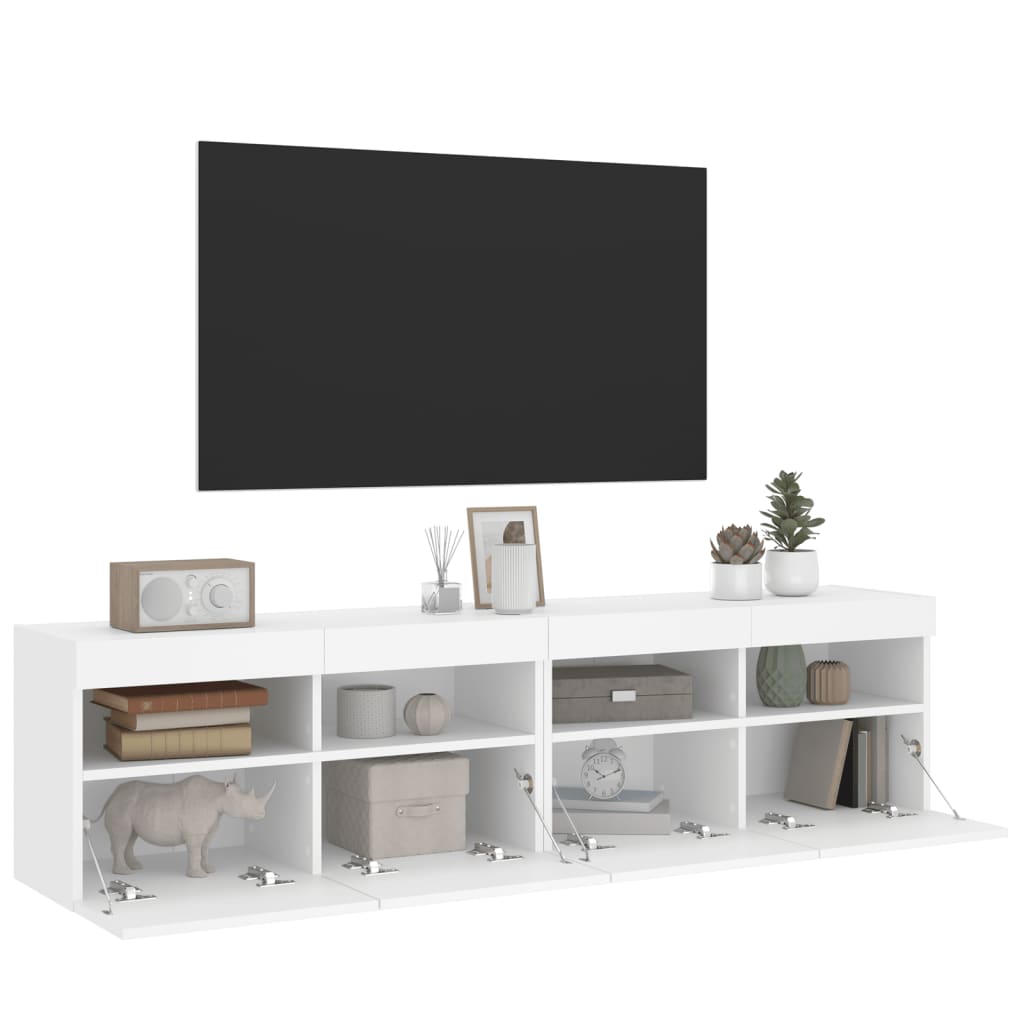 vidaXL 2 db fehér falra szerelhető TV-szekrény LED-del 80 x 30 x 40 cm