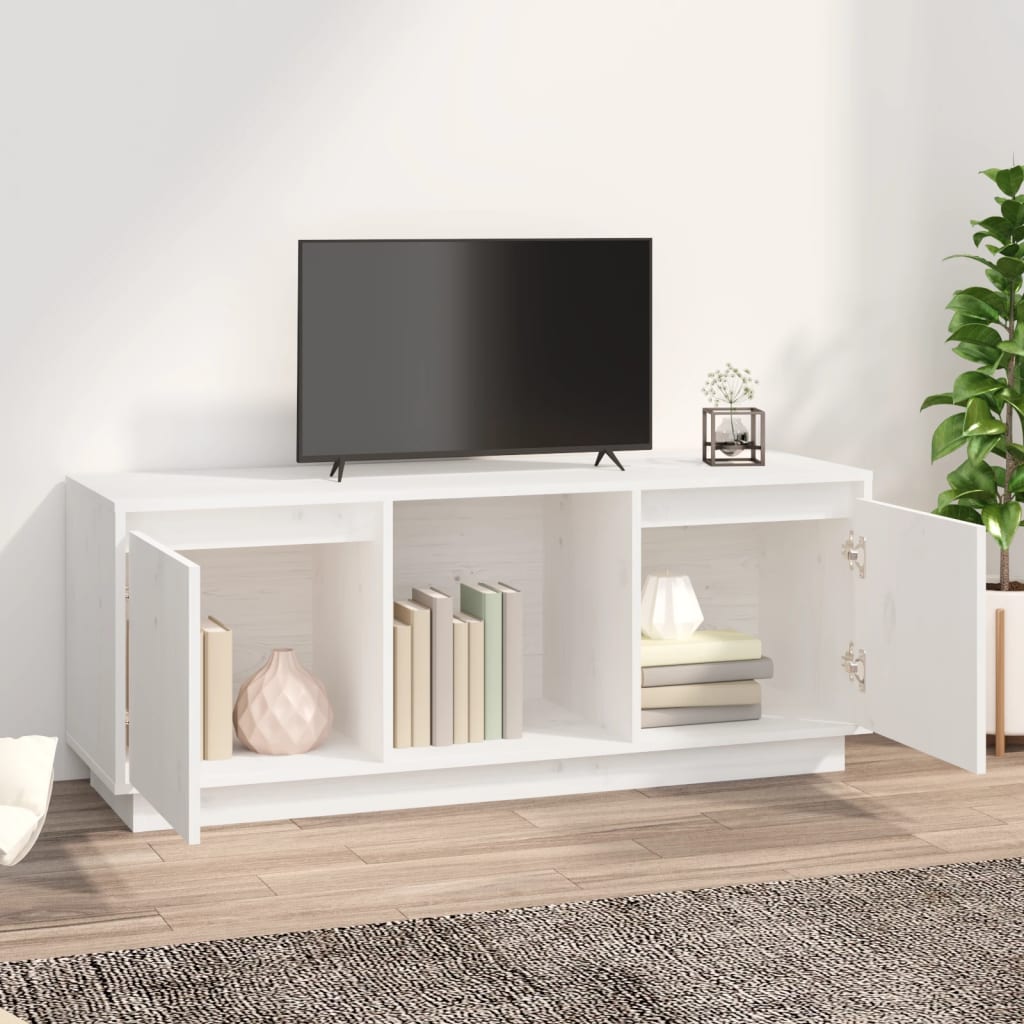 vidaXL fehér tömör fenyőfa TV-szekrény 110,5 x 35 x 44 cm