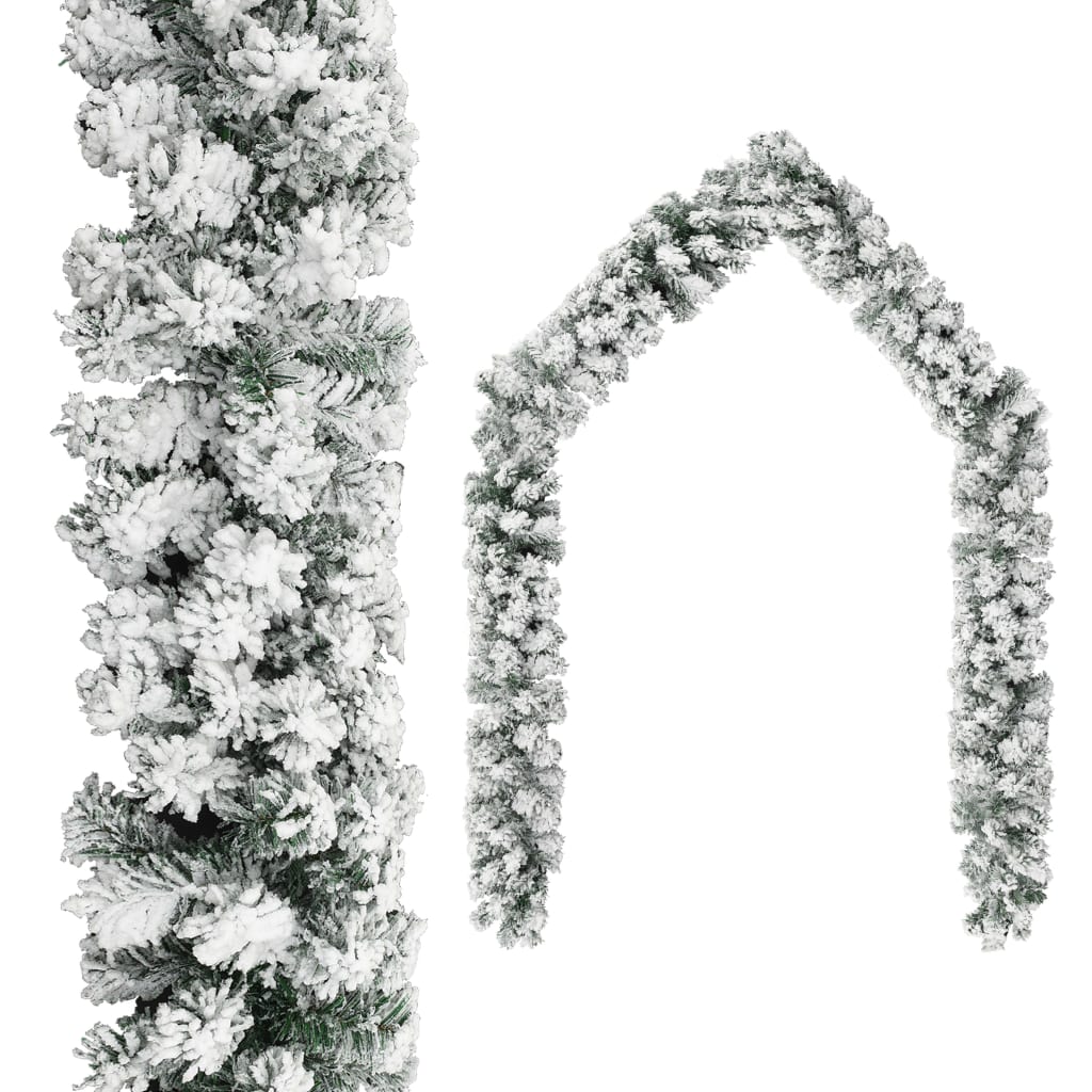 vidaXL zöld PVC karácsonyi füzér LED-ekkel és hópelyhekkel 5 m