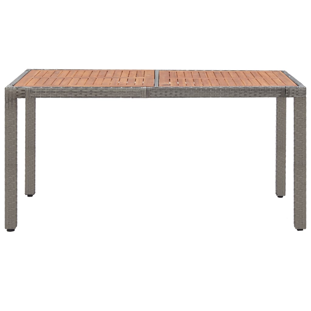 vidaXL szürke polyrattan és tömör akácfa kerti asztal 150 x 90 x 75 cm