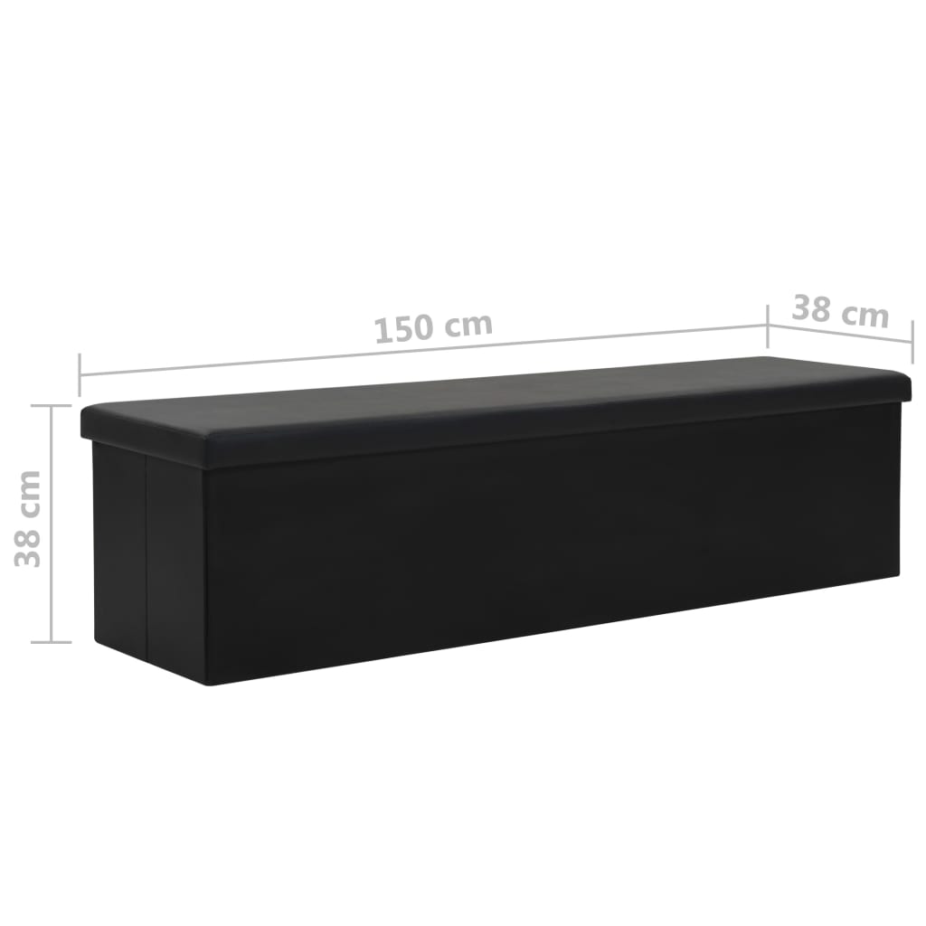 vidaXL fekete műbőr összecsukható tárolópad 150 x 38 x 38 cm