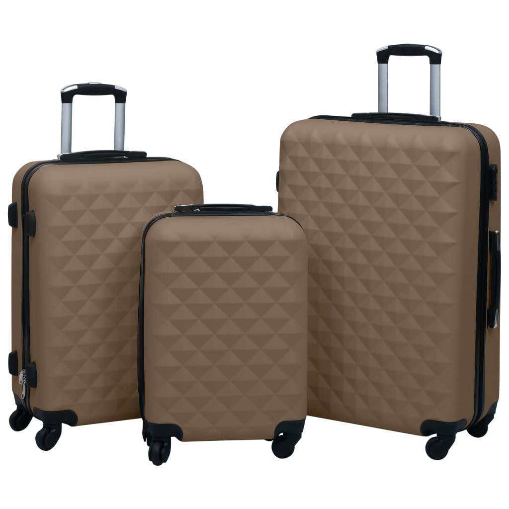 vidaXL 3 db barna ABS keményfalú gurulós bőrönd