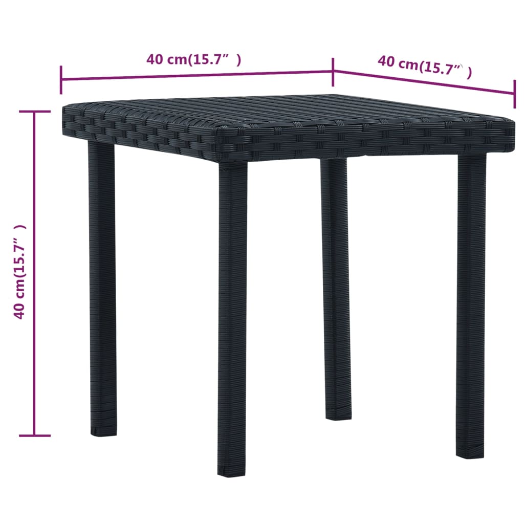 vidaXL fekete polyrattan kerti teázóasztal 40 x 40 x 40 cm