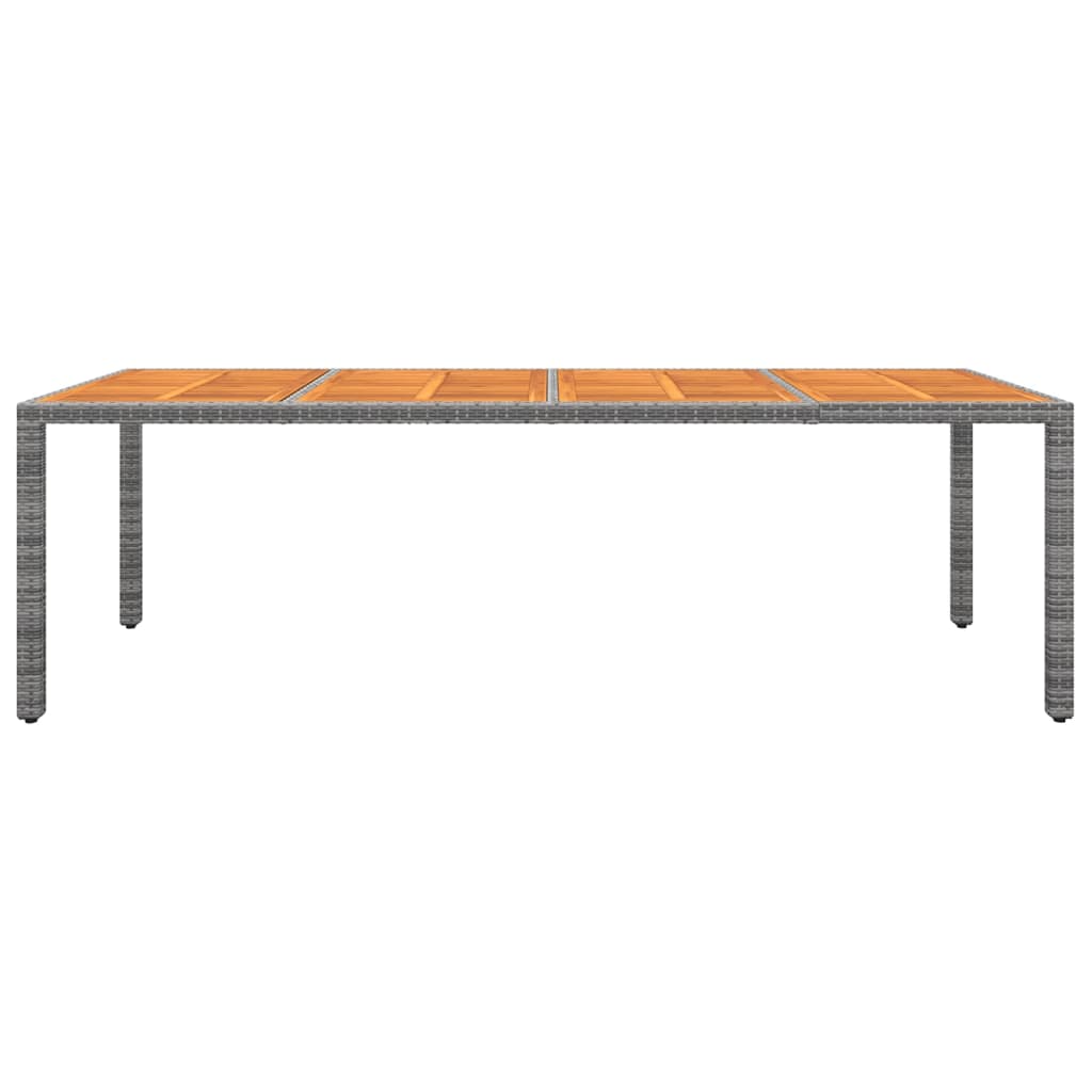 vidaXL szürke polyrattan és tömör akácfa kerti asztal 250x100x75 cm