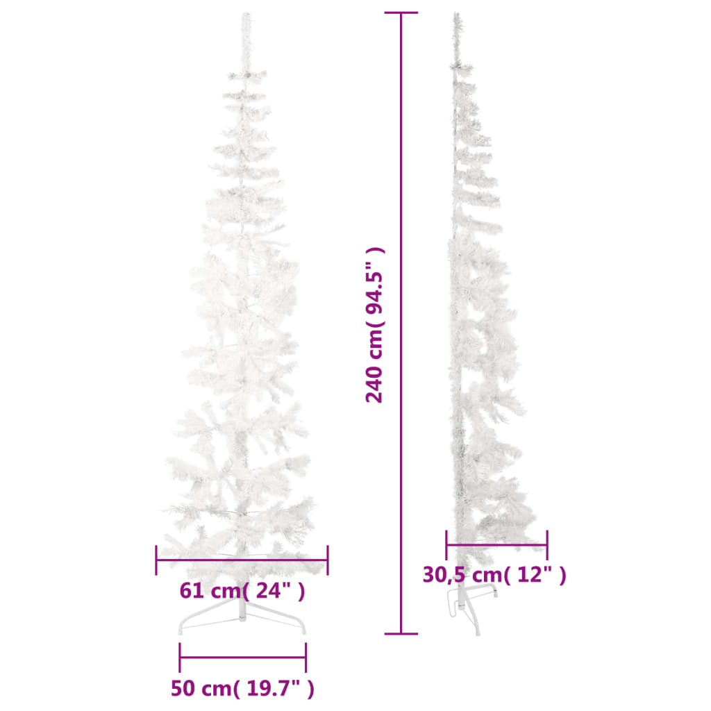 vidaXL fehér vékony fél műkarácsonyfa állvánnyal 240 cm