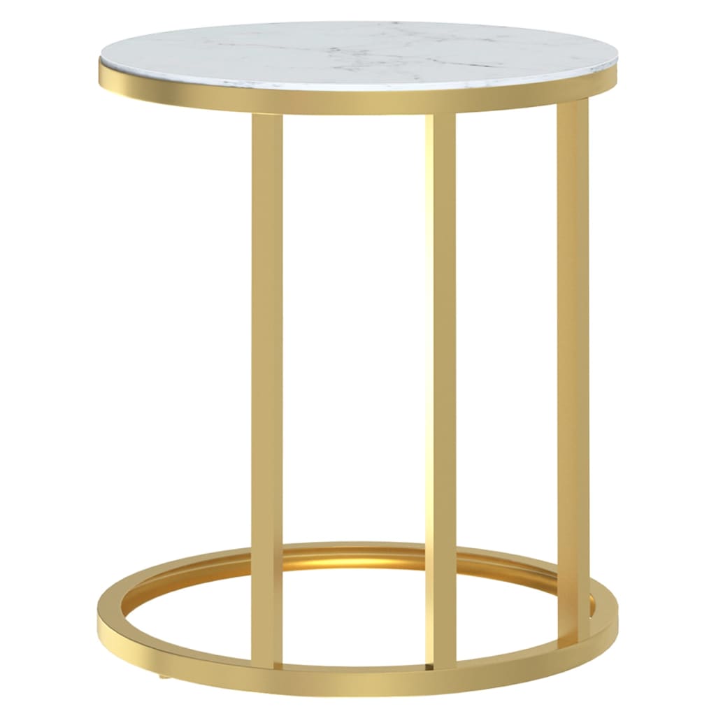 vidaXL arany és fehér márvány edzett üveg kisasztal 45 cm